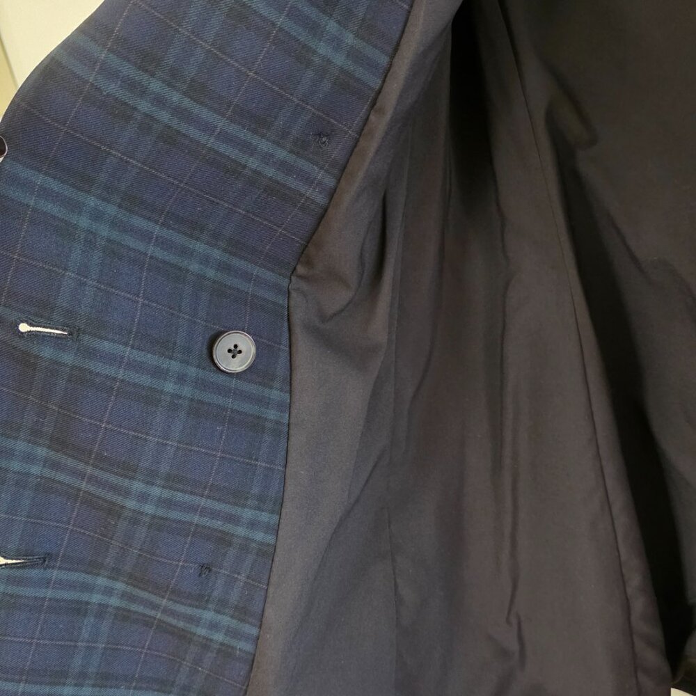 Aritzia Bataton Samuel Tartan Glen Plaid Green Navy Blazer Sz0 - Picture 5 of 8